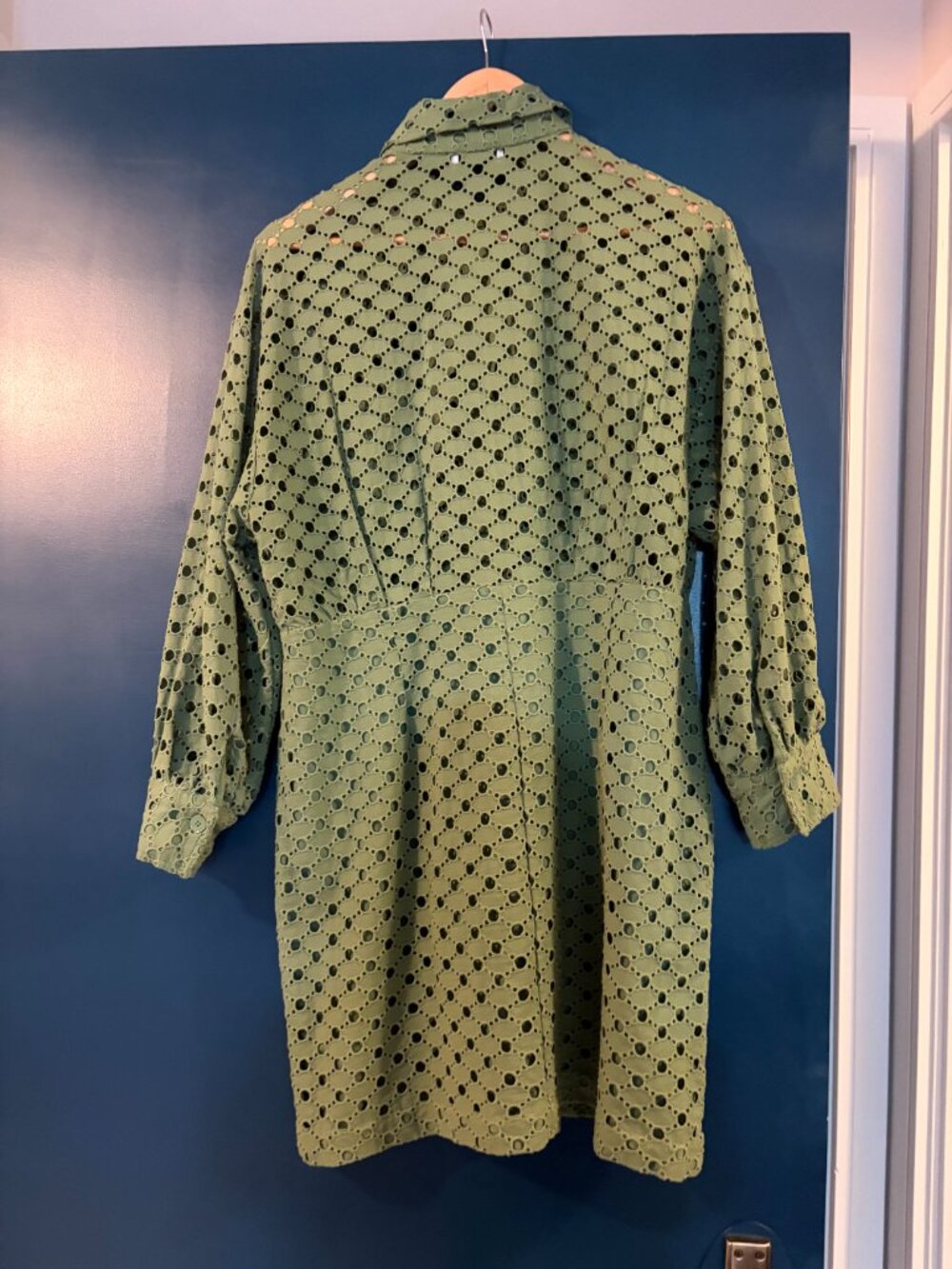 Sandro Green Cotton Lace Eyelet Minidress M - Picture 3 of 5